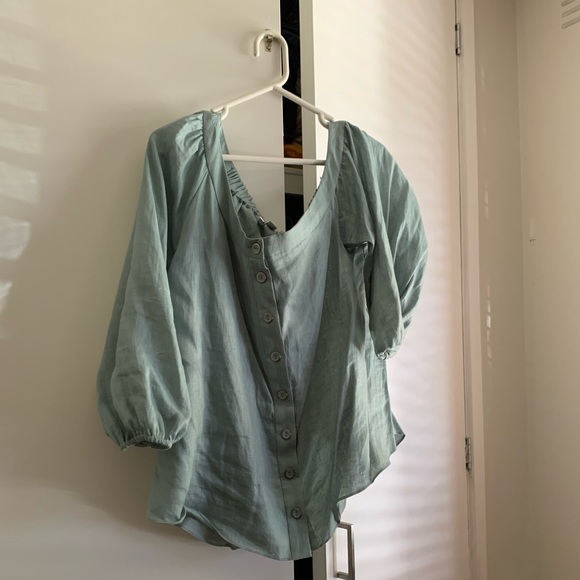 Forever New Off The Shoulder Top In light Green Size 16 Women’s - Picture 2 of 4